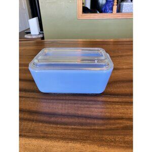 Vintage Large Pyrex Delphite Blue Refrigerator Dish W/Lid